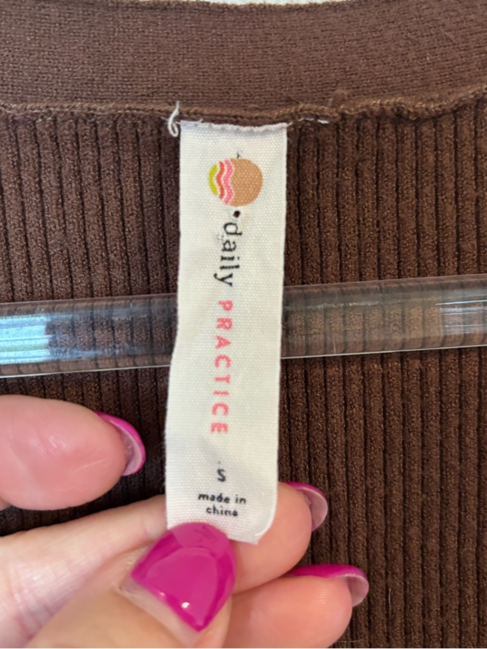 ANTHROPOLOGIE Daily Practice Slim V Neck Ribbed Dress in Brown (NO UNDER TOP) - Picture 4 of 6